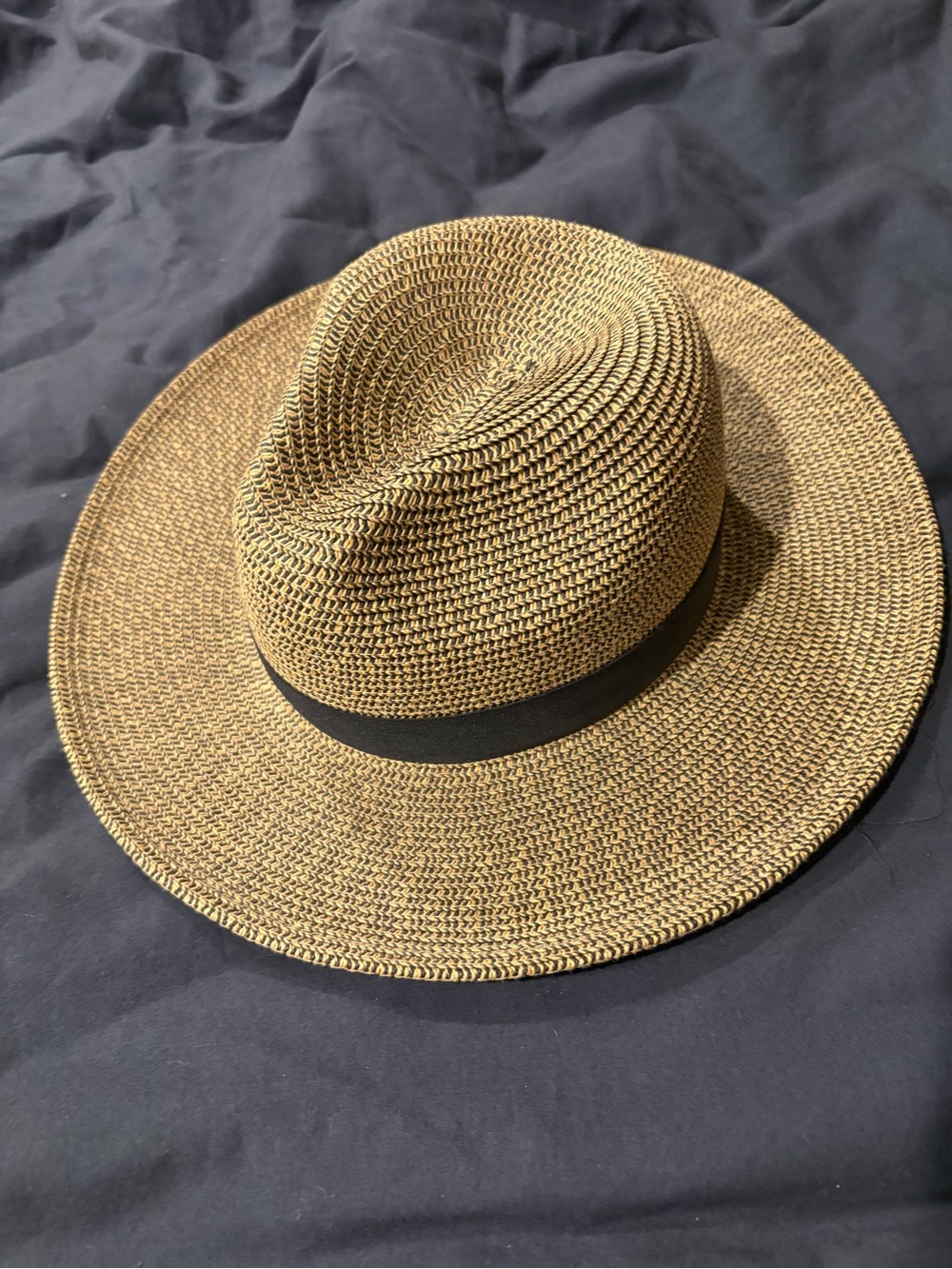 Woven Straw Sun Hat with Black Ribbon